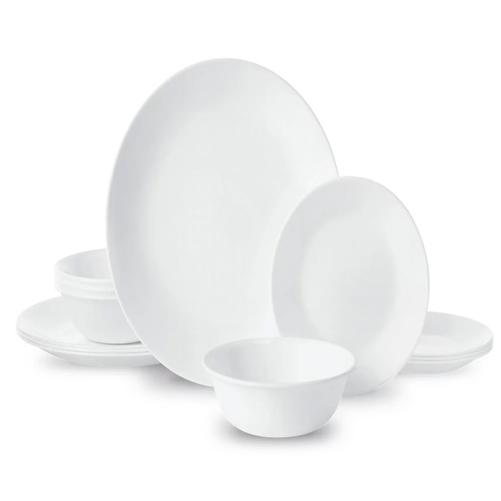Juego De Vajilla Corelle 12 Pzas Clasica De Vidrio Blanco