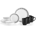 Juego De Vajilla Corelle 16 Pzas Cusco De Vitrelle Blanco Y Negro