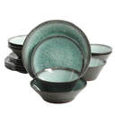 Juego De Vajilla Gibson Elite 16 Pzas Lantern De Terracota Negro Y Verde