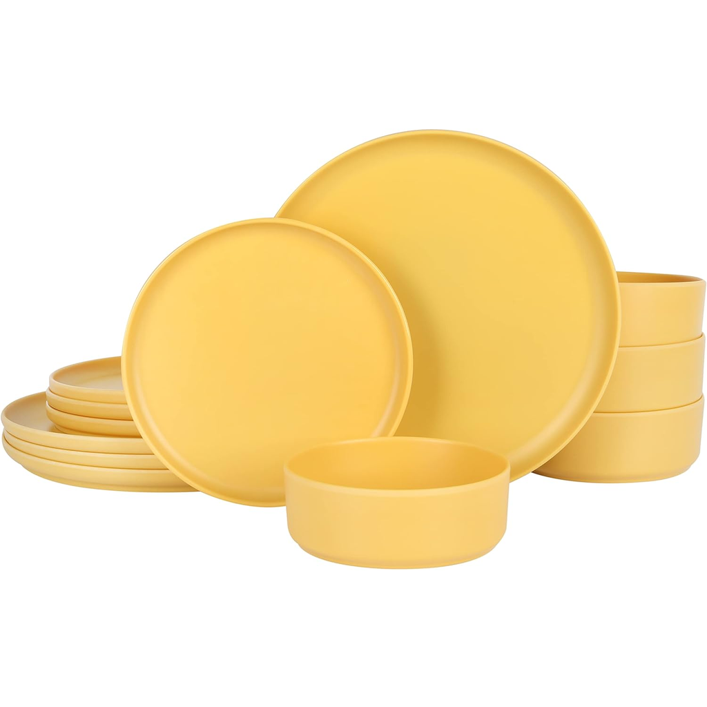 Juego De Vajilla Gibson Home 12 Pzas Canyon Crest De Melamina Amarillo