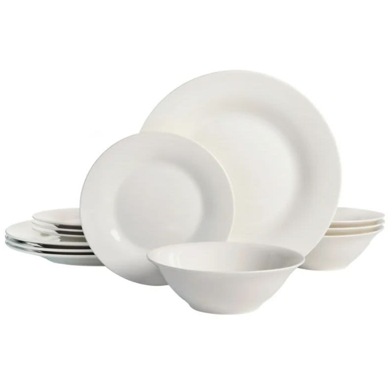 Juego De Vajilla Gibson Home 12 Pzas Everyday Round De Gres Blanco