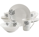 Juego De Vajilla Gibson Home 12 Pzas Netherwood De Porcelana Blanco Y Negro