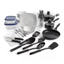 Juego De Vajilla Gibson Home All U Need 45 Pzas Con Cubiertos Vasos Y Utensilios De Cocina Blanco Y Negro
