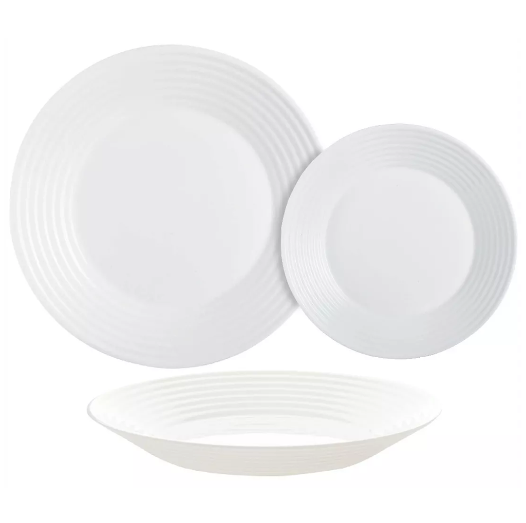 Juego De Vajilla Luminarc Harena 18 Pzas De Vidrio Blanco