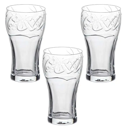 Juego De Vasos CocaCola Altos 3 Pzas 350 Ml De Vidrio Transparente