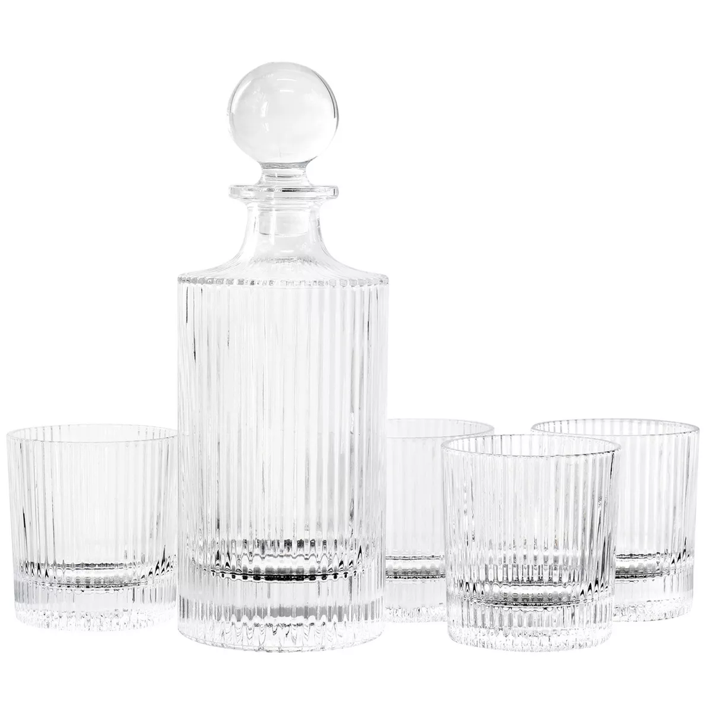 Juego Decantador Gibson Home Acropolis 5 Pzas Con Vasos Dobles Antiguos Transparente