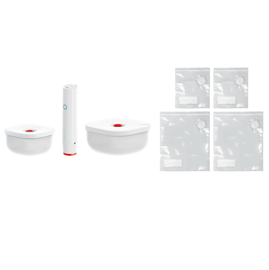 Set De Envasado Al Vacio Guzzini Save It Con Bomba 2 Envases Y 4 Bolsas Blanco