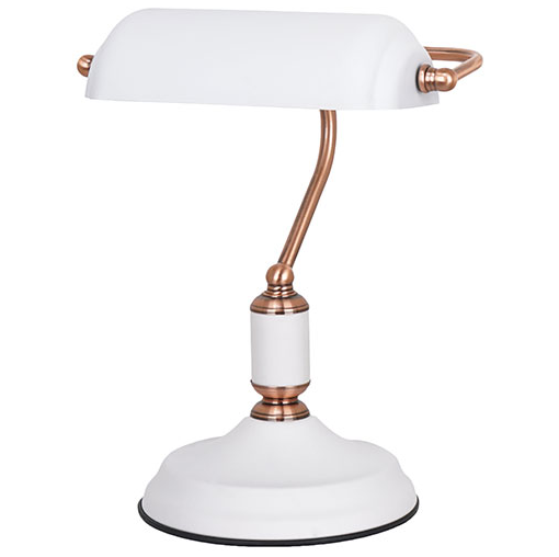 Lampara De Mesa Soho Blanco Mate Y Cobre