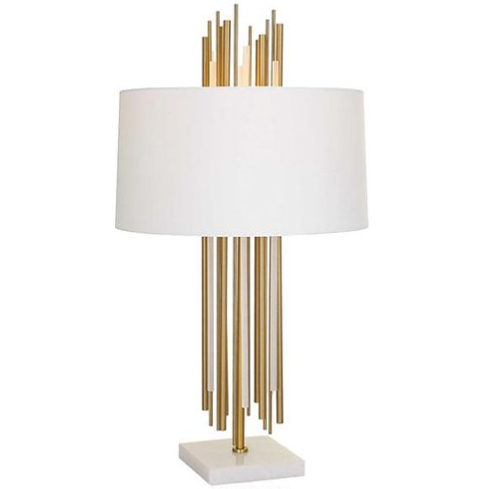 Lampara De Mesa Soho Con Vidrio Y Base De Piedra Blanco