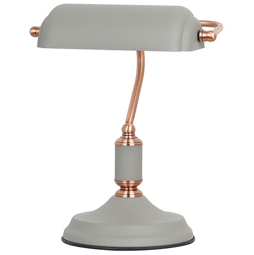 Lampara De Mesa Soho Gris Mate Y Cobre