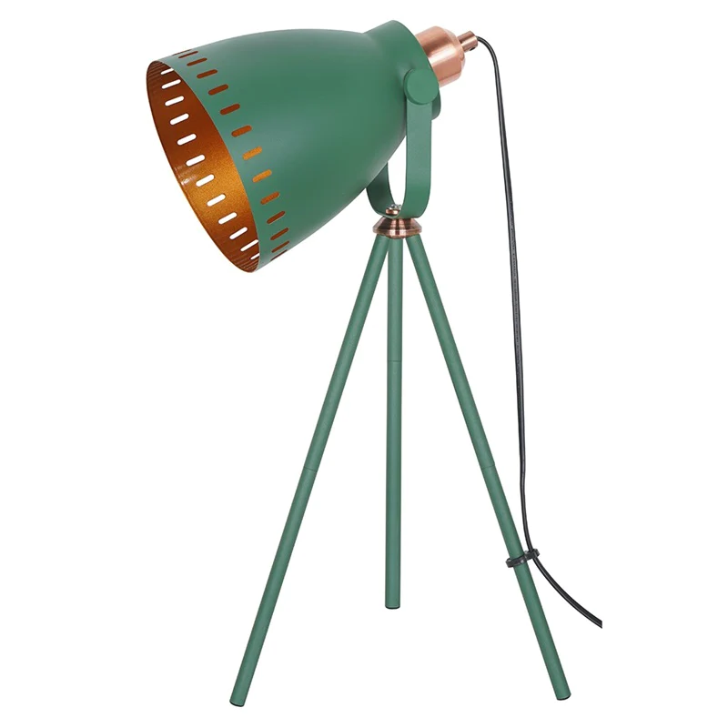 Lampara De Mesa Soho Tripode Metalico Verde Mate