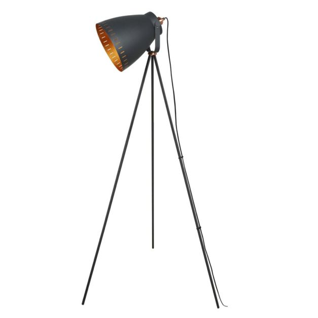 Lampara De Piso Soho Tripode Metalico Negro Mate