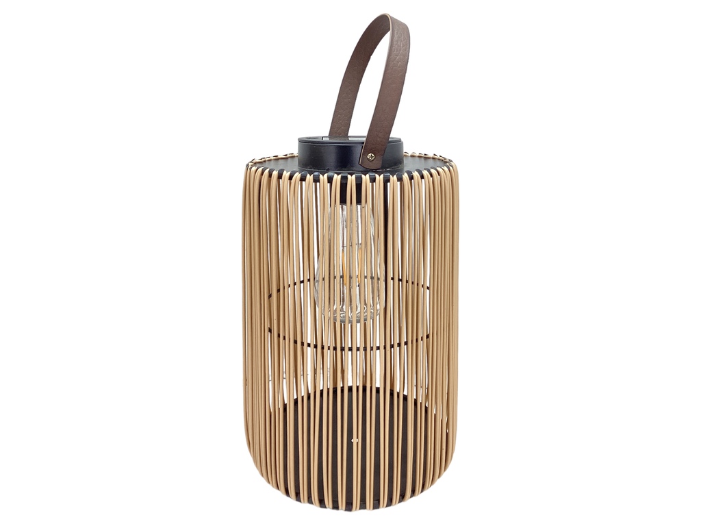 Lampara Solar De Mesa Decore Con Asa De Hierro Y Plastico 38 Hrs Baige Y Marron