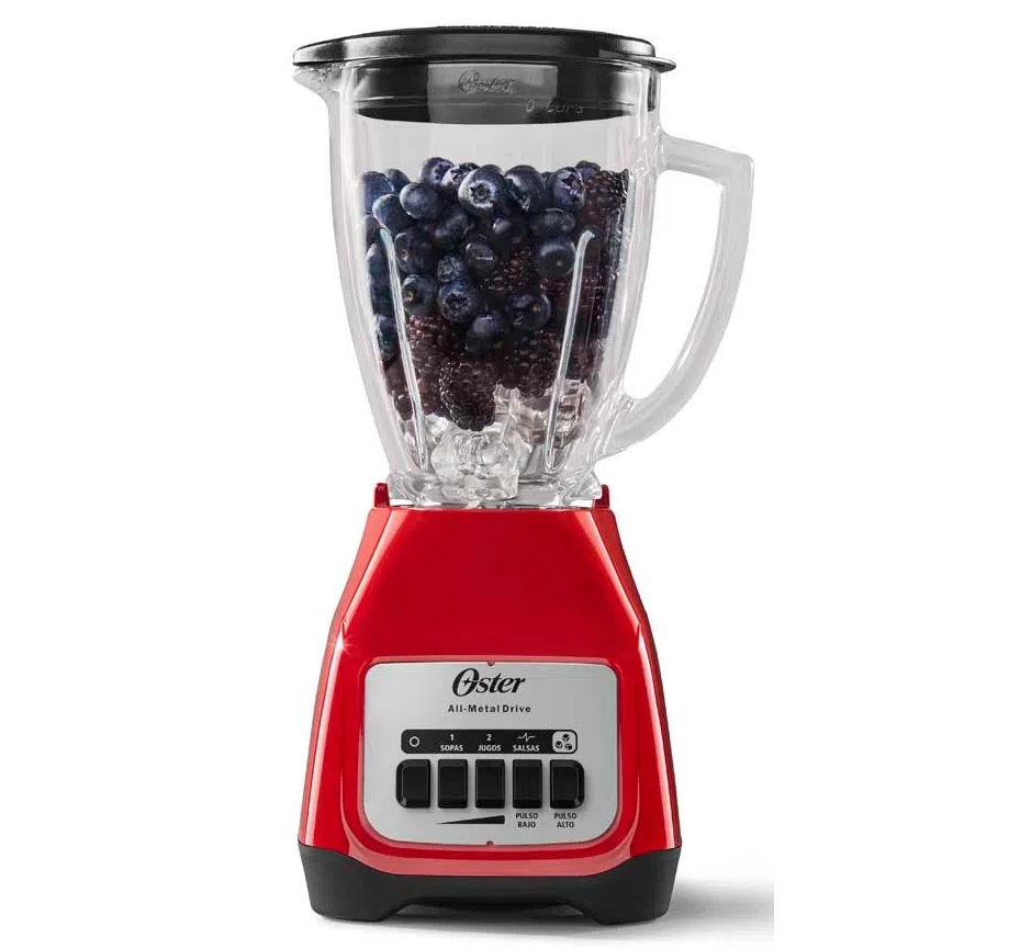 Licuadora Oster 1.5 Lts 2 vel Funcion De Pulso Vaso De Vidrio 550W Rojo