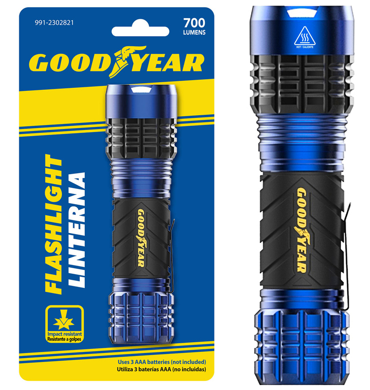 Linterna Goodyear 700 Lm Resistente A Golpes Azul Y Negro