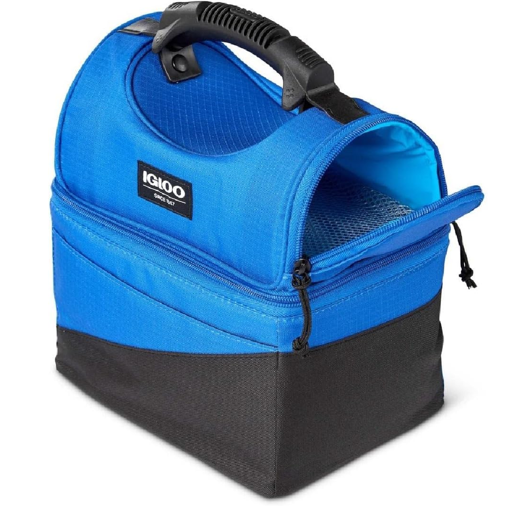 Lonchera Termica Igloo 22 Latas 2 Compartimientos Azul Y Negro