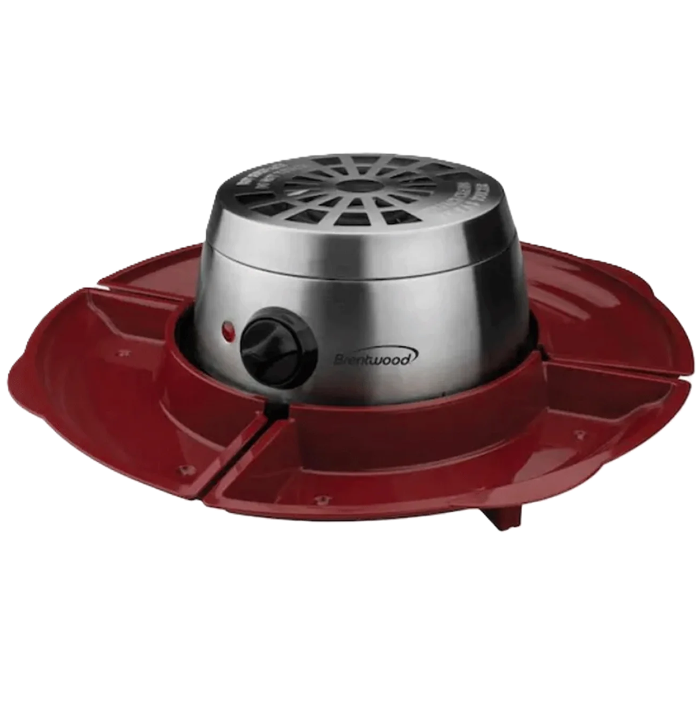 Asador De Malvaviscos Brentwood Para Interiores 4 Hornillas Y 4 Bandejas 350W Acero y Rojo