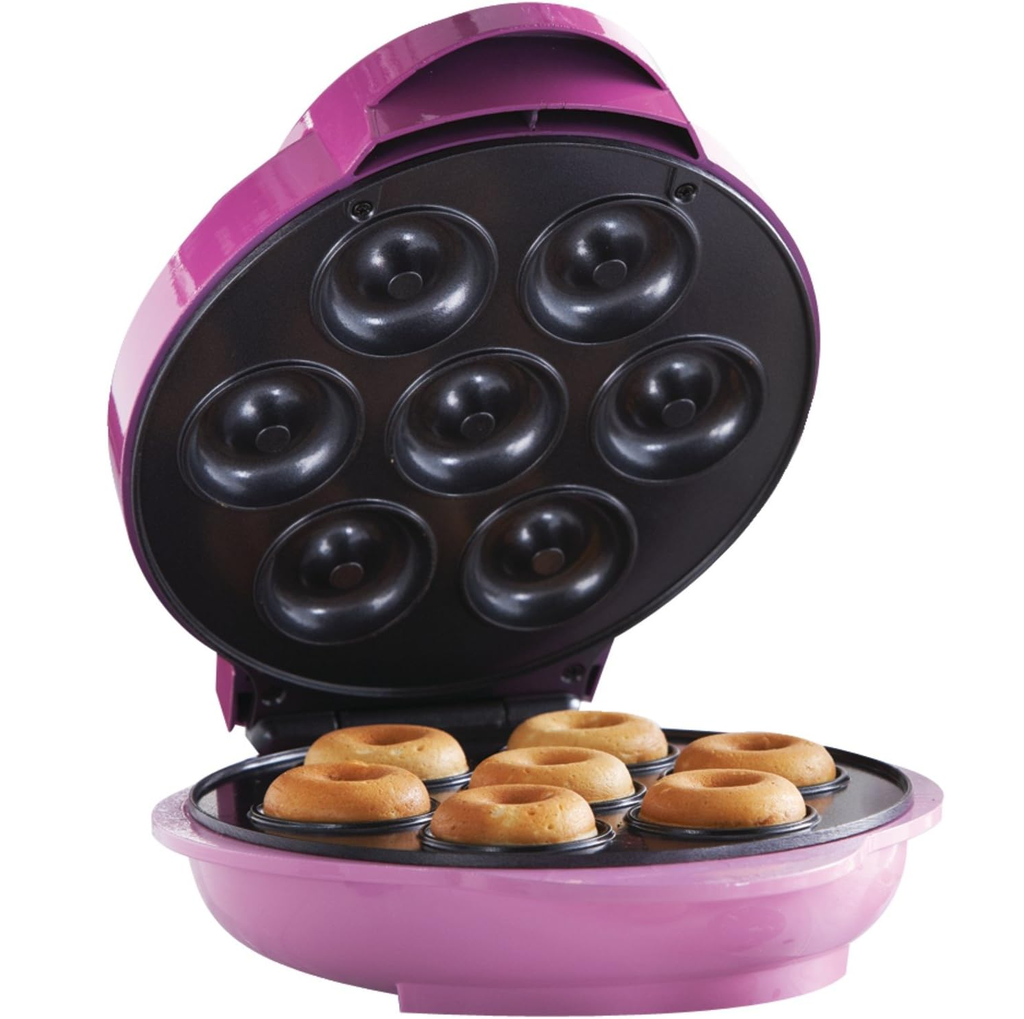 Maquina De Mini Donas Brentwood De 7 Porciones Antiadherente 750W Rosado