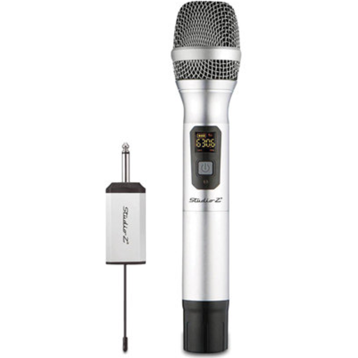 Microfono Studio Z Inalambrico Con Receptor Recargable Plateado