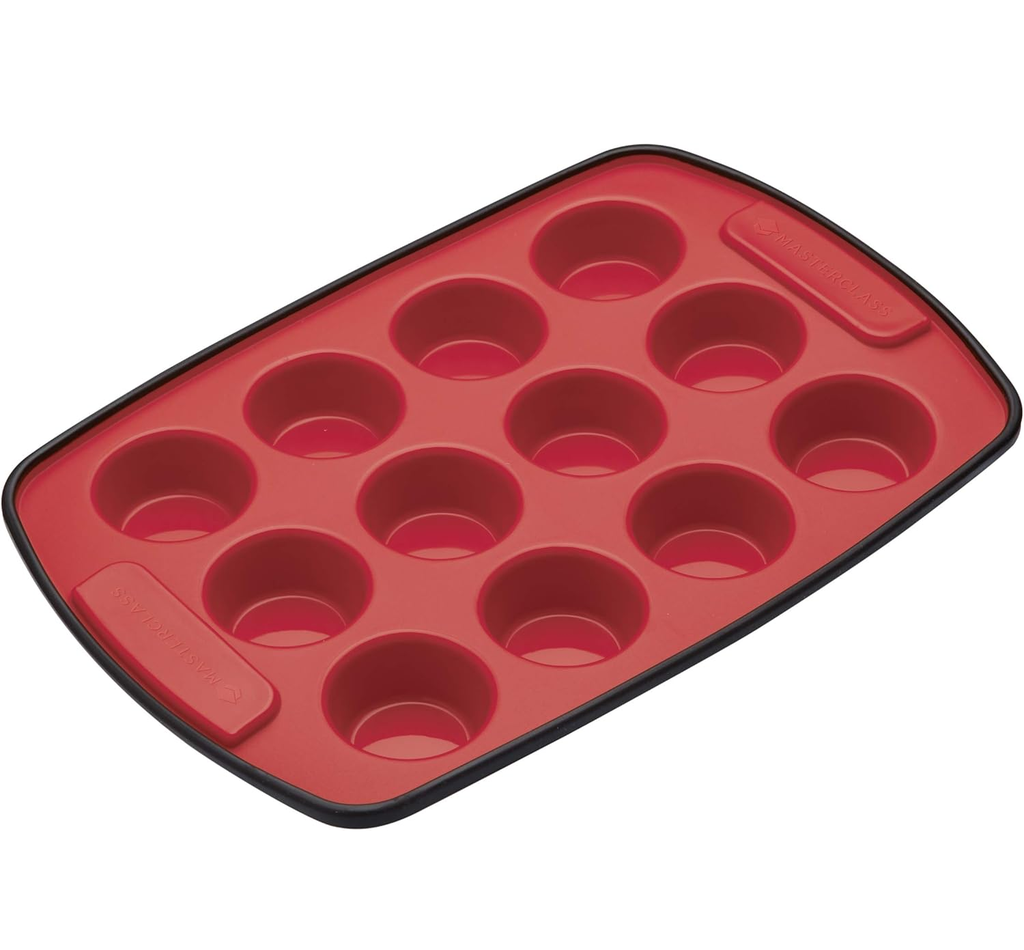 Molde Para Cupcakes Kitchencraft Masterclass De 12 Uds De Silicona Flexible Rojo