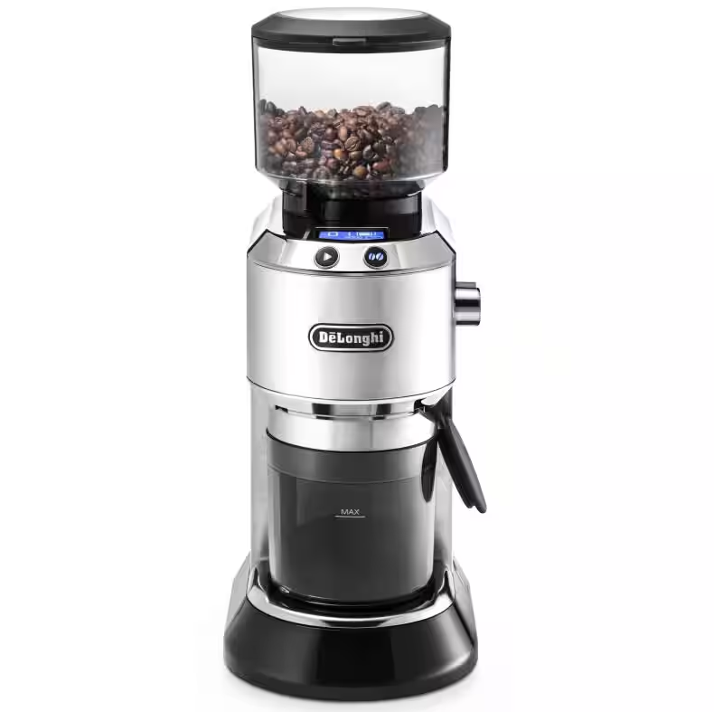 Molino Electrico De Cafe Delonghi Dedica 18 Ajustes De Molienda Pantalla Digital Y Almacenamiento Acero