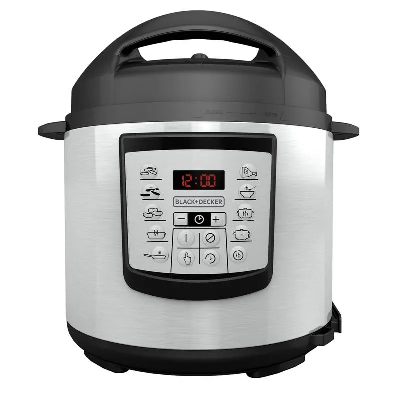 Multiolla De Presion Black+Decker 5.6 Lts Con 7 Funciones 9 Sistemas De Seguridad Acero Y Negro