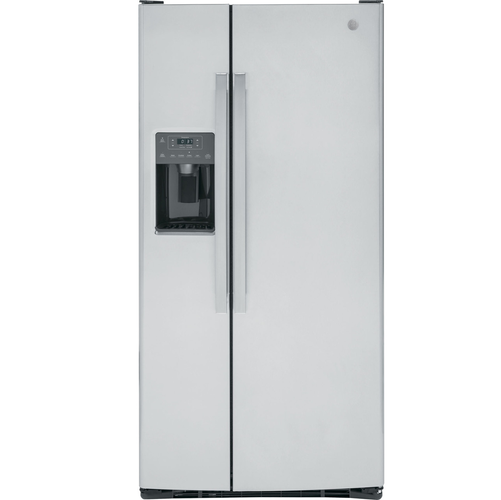 Nevera GE 23 Pies Con Dispensador Maquina De Hielo 2 Ptas 84 Cm Acero