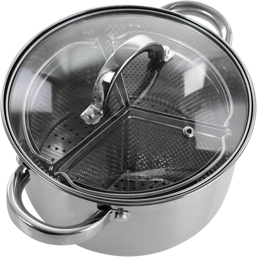 Olla Oster Sangerfield 4 Qt Para Horno Holandes De Induccion Con Colador De 3 Divisiones Acero
