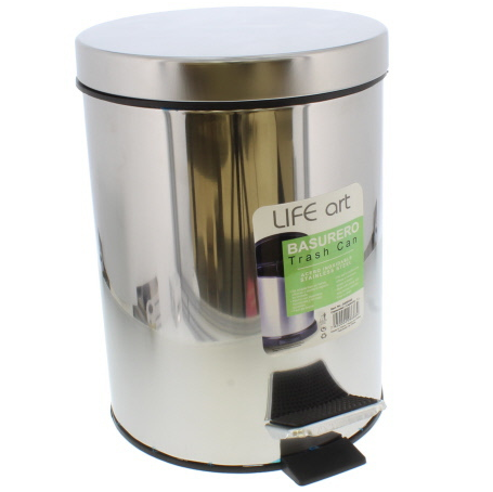 Papelera Life Art 5 Lts Circular Con Tapa Y Pedal Acero