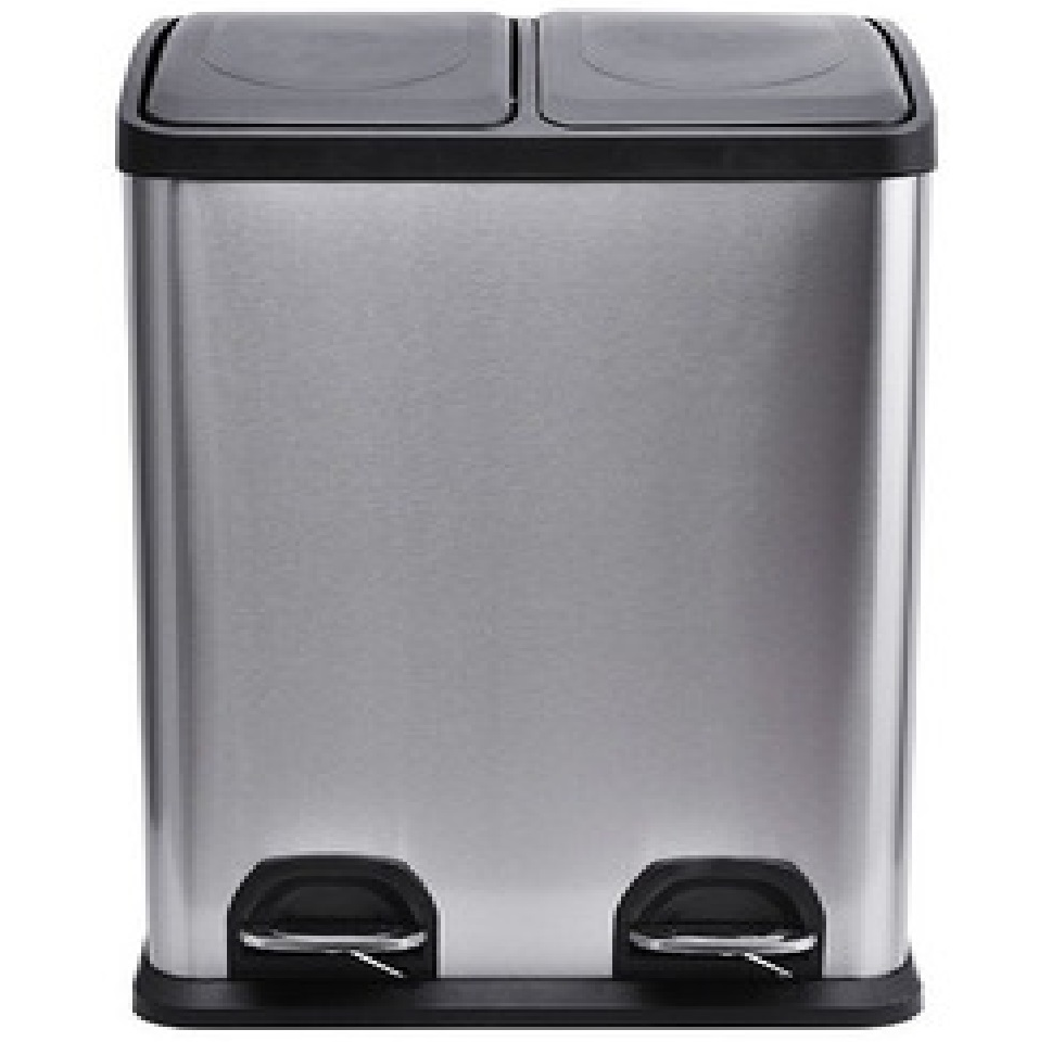 Papelera Doble Tajanara 20 Lts + 20 Lts Circular Con Tapa Y Pedales Acero