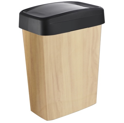 Papelera Ezy 12 Lts Rectangular Con Tapa Beige Y Negro