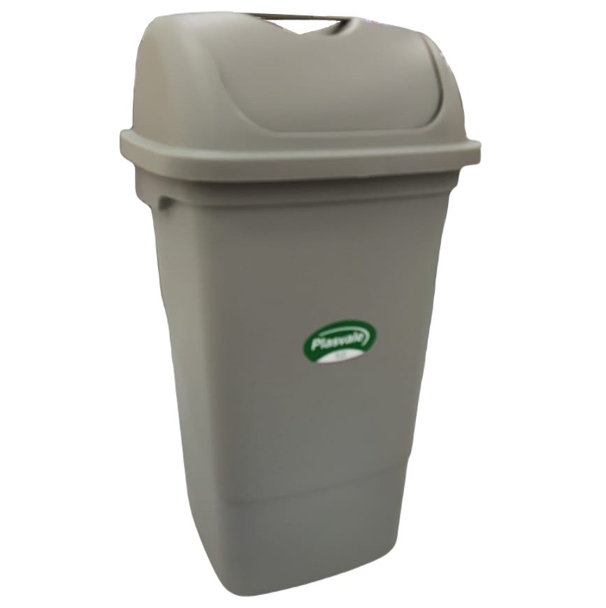 Papelera Plasvale 30 Lts Con Tapa Gris