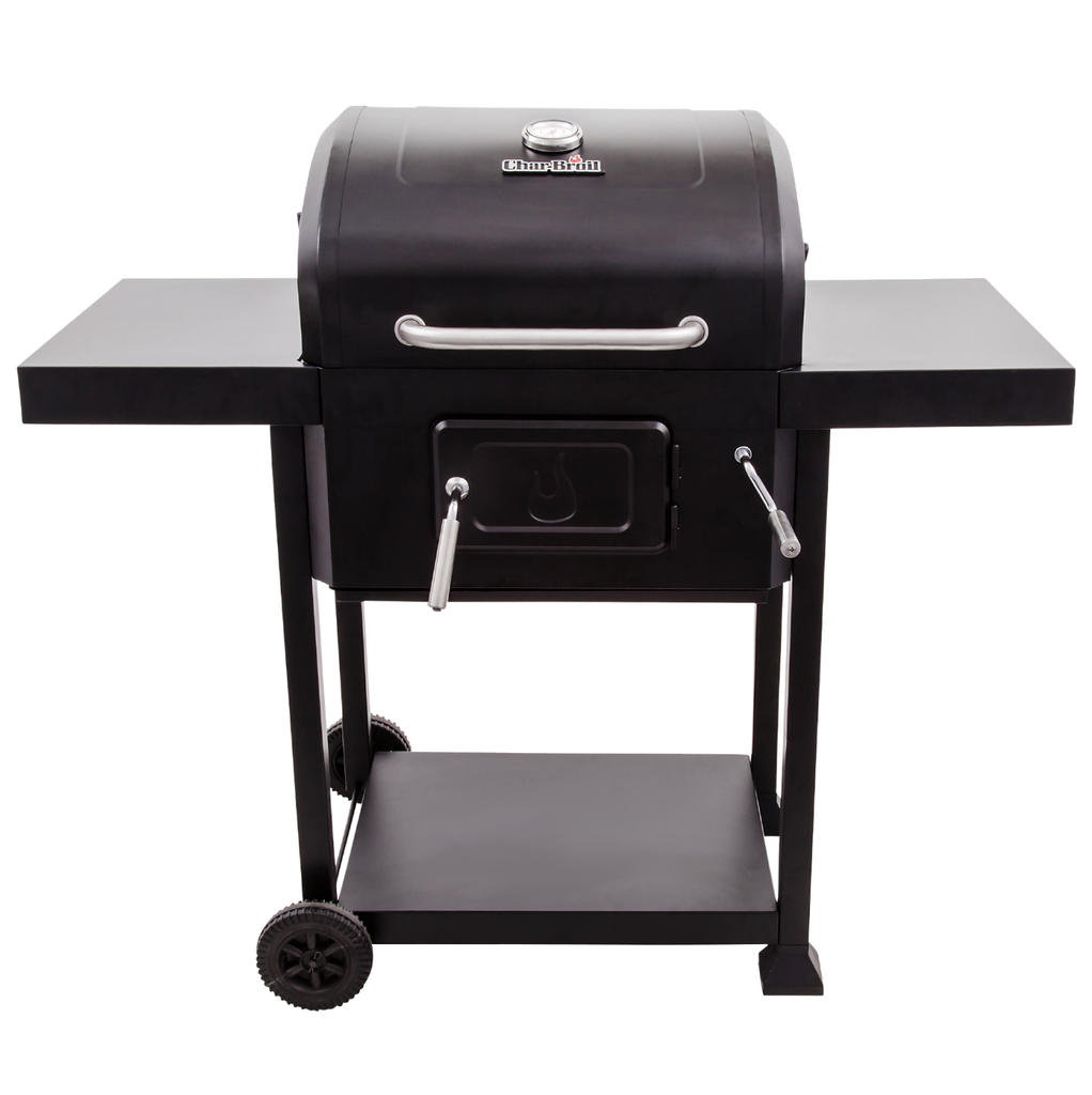 Parrillera A Carbon Char-Broil Con Bandeja Para Carbon Ruedas Y Estantes Negro