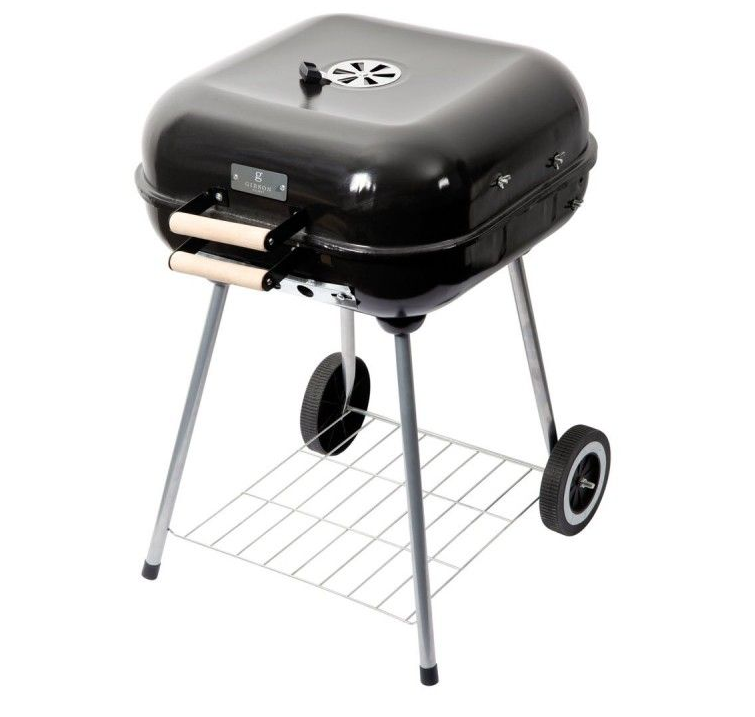 Parrillera A Carbon Gibson Home Catari Con Ruedas Mango De Madera Y Estante Negro