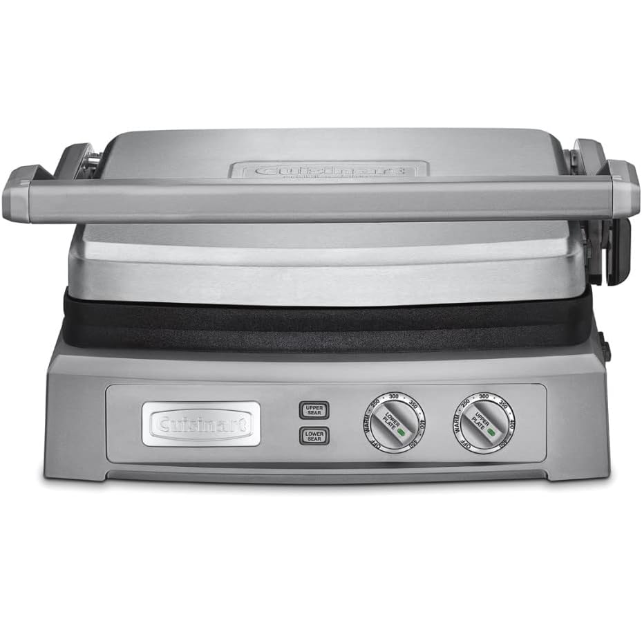 Parrillera Electrica Cuisinart Panini 6 En 1 Antiadherente Con Placas Extraibles Reversibles 1800W Acero