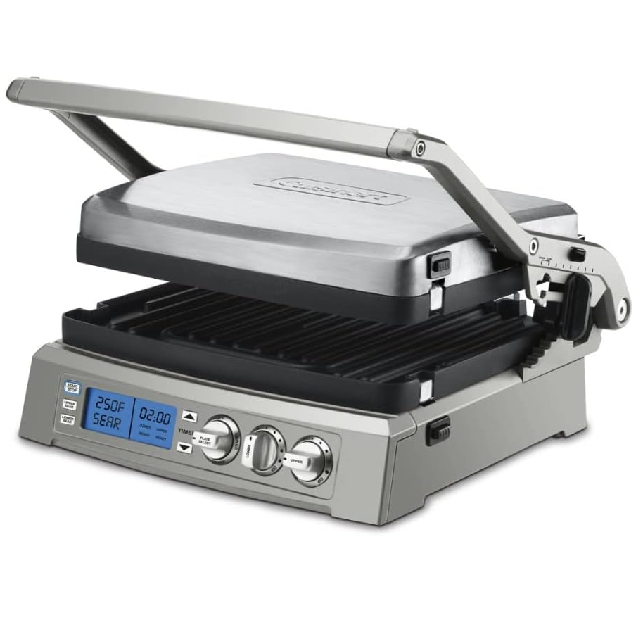 Parrillera Electrica Cuisinart Panini 6 En 1 Antiadherente Con Placas Extraibles Reversibles 2400W Acero