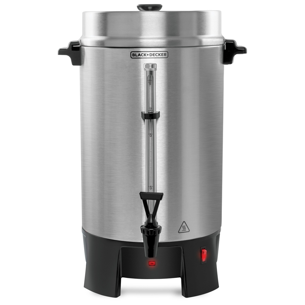 Percolador Electrico Black+Decker 100 Tazas Con Indicador De Nivel Y Asas Acero