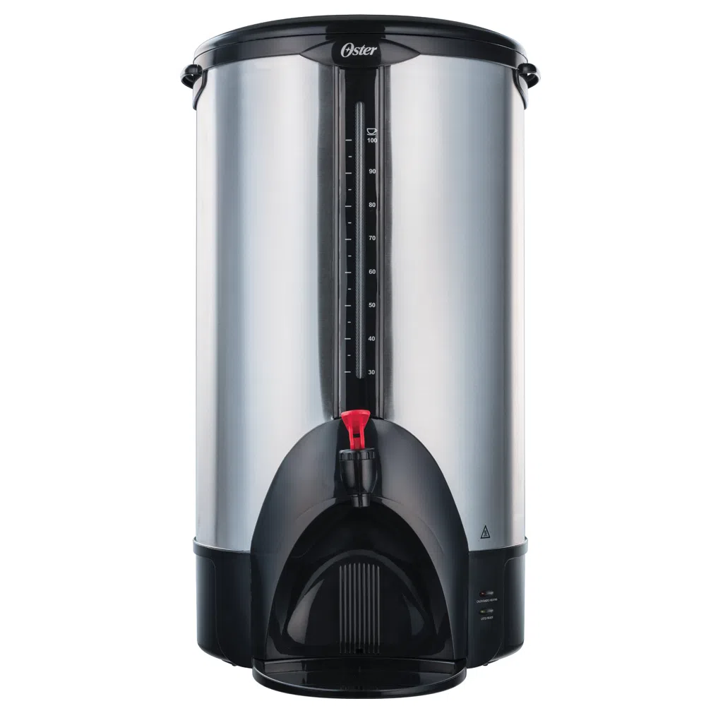 Percolador Electrico Oster 100 Tazas Con Indicador De Nivel Y Asas Acero