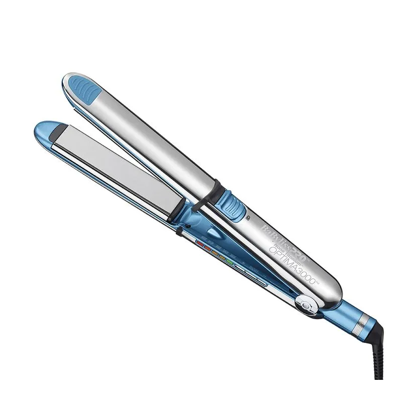 Plancha De Cabello Babyliss Pro Nano Titanium Optima 3000 Alisadora Y Rizadora 32 Mm 1 1/4" 465°F Plateado Y Azul