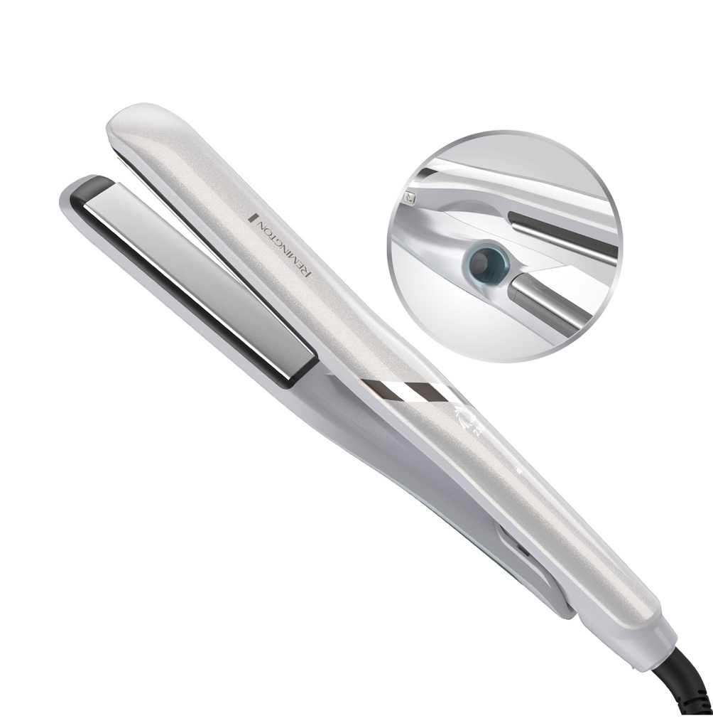 Plancha De Cabello Remington Hydraluxe Pro Vapor Humedo De Ceramica 450°F Blanco