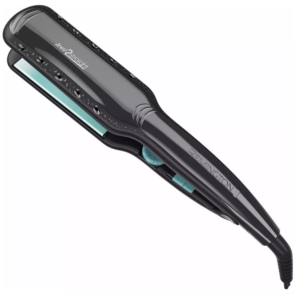 Plancha De Cabello Remington Wet2Straight De Ceramica Y Titanio 44 Mm 1 3/4" 420°F Negro