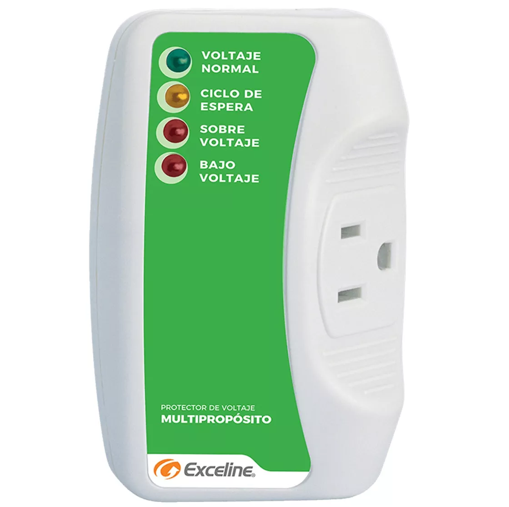 Protector De Voltaje Exceline Multifuncion Para Electrodomesticos Y Equipos Electronicos 1 Toma 110V Blanco