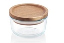 Recipiente Pyrex 2 Tazas Cubierta De Madera Redondo