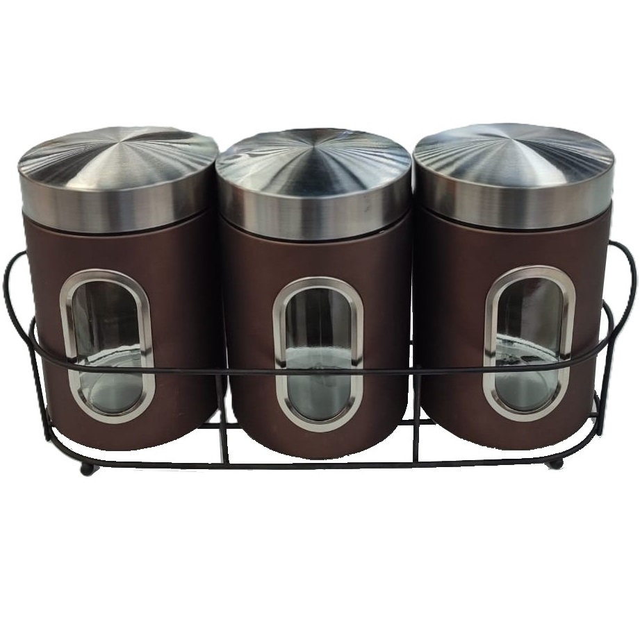 Recipientes Life Art 1.3 Lts 3 Pzas Con Soporte Acero
