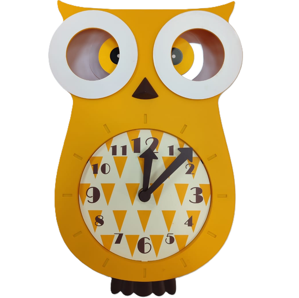 Reloj De Pared H&D Decor Buho 20.7X33.2X6.2 Cm Amarillo