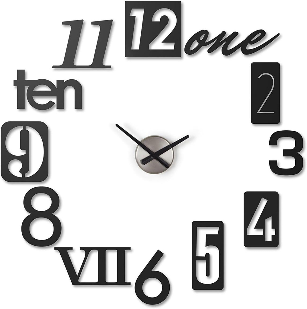 Reloj De Pared Umbra Numbra Numeros Adhesivos Negro