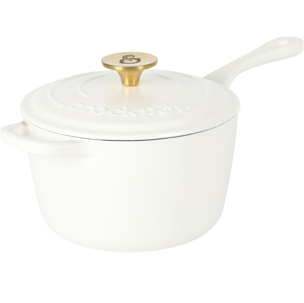 Sarten Crock Pot 3 Qt Con Tapa De Hierro Fundido Blanco