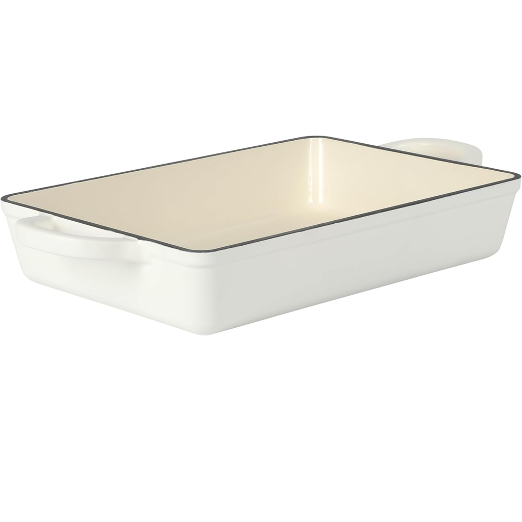 Sarten De Lasaña Crock Pot 33 Cm De Hierro Fundido Blanco Mate