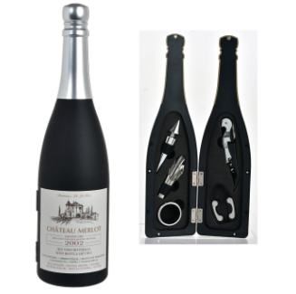 Set Abridor De Botellas De Vino Concepts Forma De Botella Negro Y Dorado