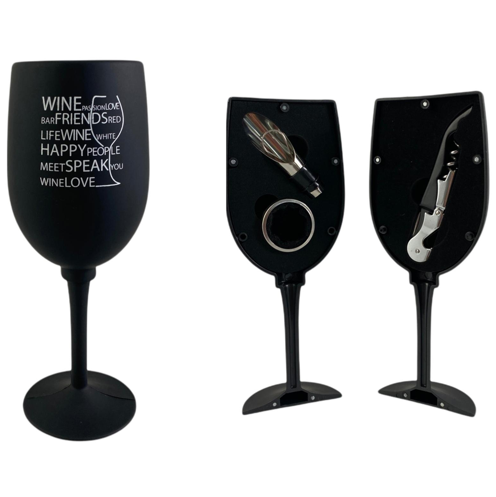 Set Abridor De Botellas De Vino Concepts Forma De Copa Negro Y Dorado